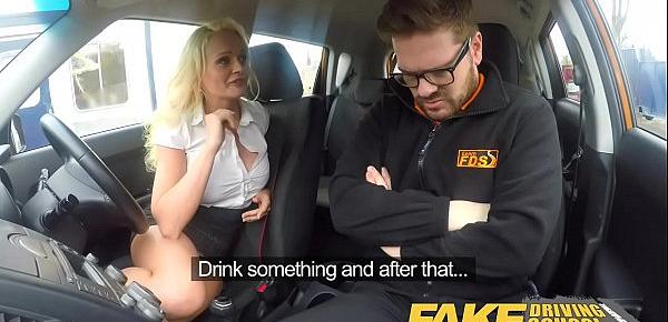  Fake Driving School Instructor has horny car fuck with busty blonde MILF